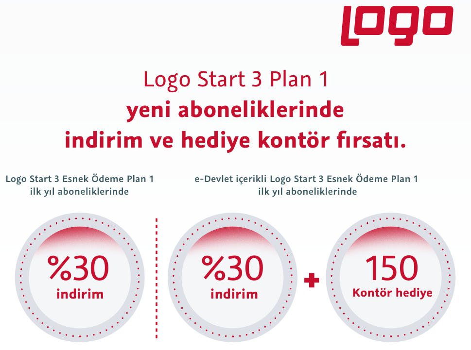 Logo Start 3 Plan1 yeni aboneliklerinde indirim ve hediye kontör fırsatı.
