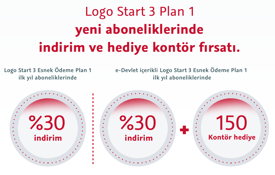 Logo Start 3 Plan1 yeni aboneliklerinde indirim ve hediye kontör fırsatı.